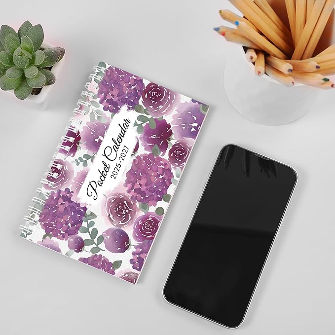 KONVINIT Pocket Calendar 2025-2027, Small Pocket Calendar 2026 for Purse - 3.5”×6.5” - Runs from July 2025 until December 2027, 2026 Planner with Coil for Organizing