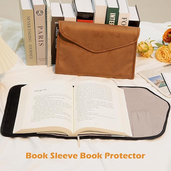 Reusable Adjustable Book Cover with Strong Magnetic Closure – Soft Protective Book Sleeve for Paperback & Hardcover, Fits Up to 9.5” x 6.5” x 2” Books – Flexible, Washable & Reusable Book Protector