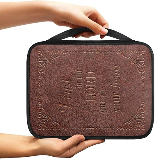 Trust in the Lord Print Bible Cover for Women Men with Handle Portable Book Carrying Cases Church Bag