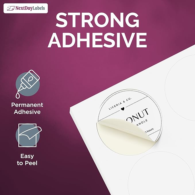 NextDayLabels 3.33 Inch Round Circle Stickers White Blank Labels for Laser Inkjet Printer - 6 Per Sheet Self-Adhesive Product Packaging Logo Made in USA - 6000 Labels
