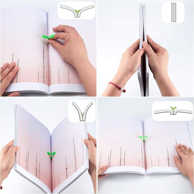 Outus Sprout Little Green Bookmarks Silicone Grass Buds Mini Leaf Grass Creative Green Bookmarks Marking Tag Decoration Gifts for Students Bookworm Book Lovers(24 Pieces)
