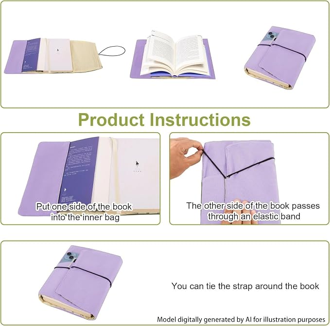 Book Covers for Paperbacks,Reusable Book Protector for Soft (Purple, 8.5 Inch x 2 Inch)