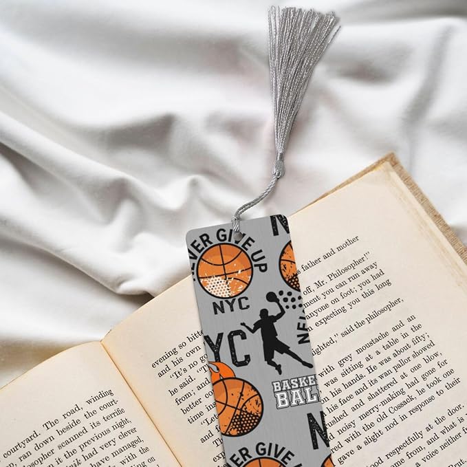 Basketball 5pcs Wood Bookmarks with Tassel for Planner Reading Book Lovers Accessory Readers Men Women 4.6 X 1.2 Inch