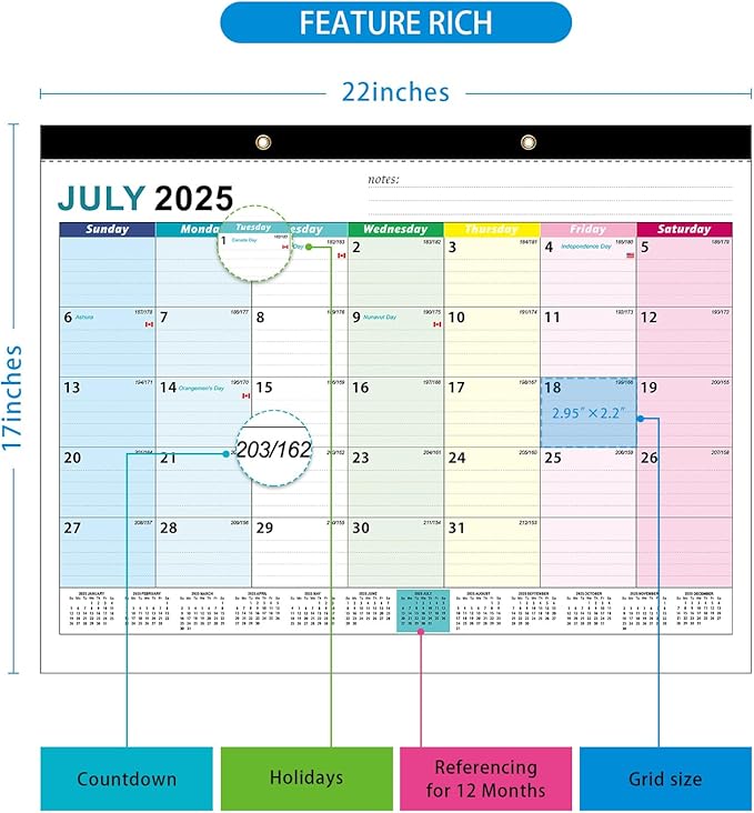 Desk Calendar 2026 Large 22" x17", AgePlace Wall Calendar 2025-2026 Covers July 2025 - December 2026, Office Supplies Desktop Monthly Calendar for Home Classroom School & Office Or teacher Gifts