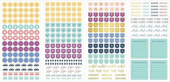 Blue Sky Every Day & Every Occasion 2200+ Sticker Pack, Planner and Calendar Pack, 4.49” x 9.06”, Full Color and Gold Foil, 24 Sheets