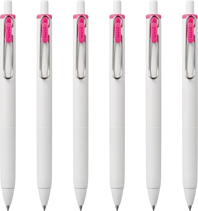 Uni-Ball one Retractable Gel Pens, Ultra Micro Point (0.38mm), Pink Ink, 6 Pens