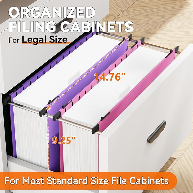 Plastic Hanging File Folders Legal Size,Heavy Duty 3" Expanding Filing Cabniet Folder with Tabs,12 Pack Extra Capacity Hang Folder for File Frame/File Box,Colored Sturdy Hanging File Organizer