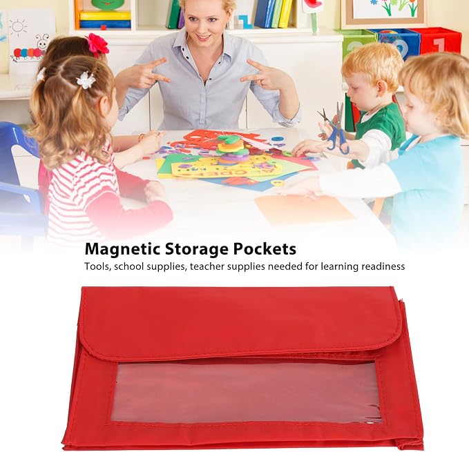 Dioche Magnetic Learning Resource Pockets, Portable Storage Magnetic Whiteboard Accessory Pockets for Classroom, Kindergarten and Homeschool