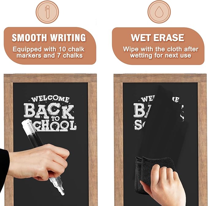 SELEAD Magnetic A-Frame Chalkboard Easel Sign - Large 40" x 20" Rustic Sandwich Chalk Board Signs Outdoor Double Sided Sidewalk Pizarra for Business, Wedding, Menu