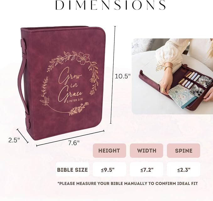 Bible Cover Case for Women - Minimalist Design Debossed Bible Case, Large Bible Covers for Women – Bible Accessories (BurgundyGold)