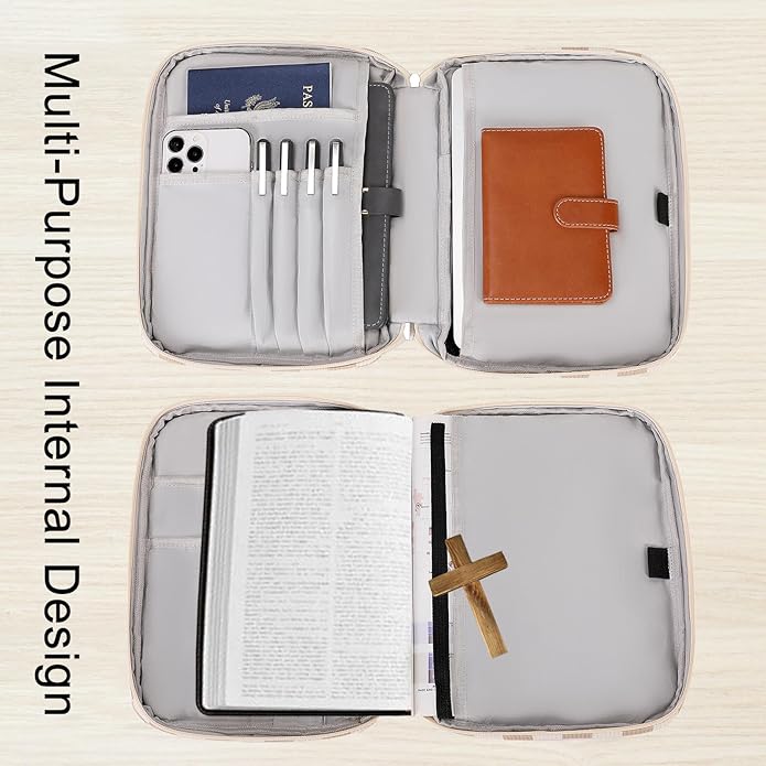 Bible Cover Case for Women Large Bible Cover for Girls Bible Study Supplies Accessories with Handle and Shoulder Strap | Durable