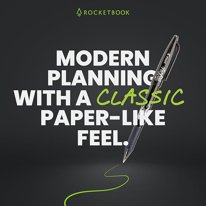 Rocketbook Flex Reusable Planner, Smart Undated, Daily, Weekly, Monthly, Annual Calendar Templates, Letter Size 8.5x11, Black (Pack of 1)