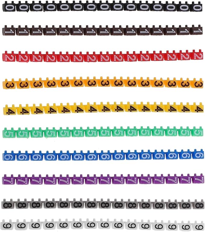 Labels Cable Labels 150 Pcs Electrical Sticker Wire Number Label Multicolor Cable Markers Labeler Electric 0- Tie Clip-on Self- Adhesive Electric(0.31x0.20x0.20cm)