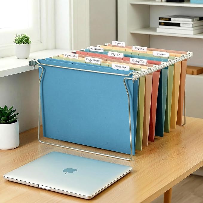 SUNEE Hanging File Folders, Retro Colors - 75 Pack, Colored File Folders Letter Size with 1/5-Cut Tabs, Ideal for Organizing Home and Office Documents