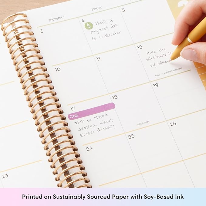 Blue Sky Livewell Weekly and Monthly Academic Year Planner Calendar, July - June, Flexible Cover, Wirebound, Colorful Interior, Laminated Tabs, Storage Pocket, Includes Stickers, Charmie (Charmie- 2025/2026, 7" x 9")