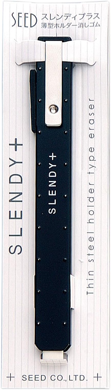 SEED Thin Steel Holder Eraser Slendy+, Black (EH-S-K)