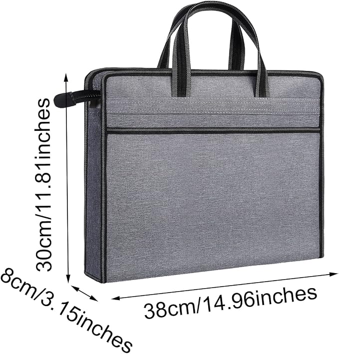 Oxford Zippered Document Bag with Handle File Tote Bag Pouch for Carrying Paper Files Books Filing Folder 1 Pack (H-Gray)
