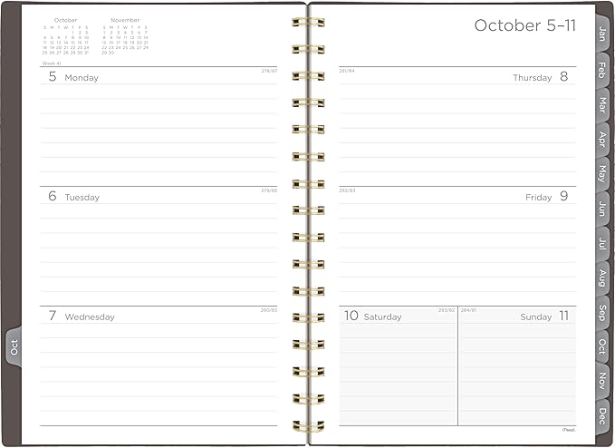 Mead 2027 Planner, Weekly & Monthly, 15-Month Oct-Dec, 5.5" x 8.5", Ground Coffee (1806-200-27)