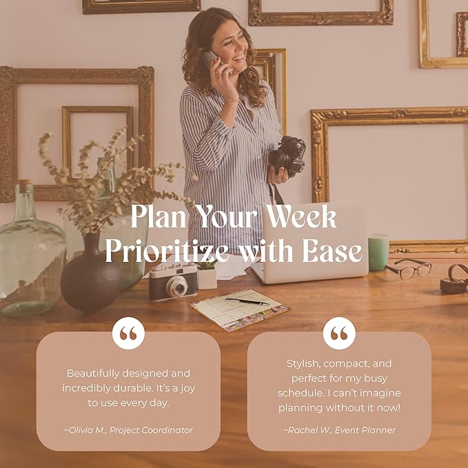 Undated Weekly Desk Planner Pad - 52 Pages Notepad With To Do List and Habit Tracker | Desk Pad Tear Off for Organization