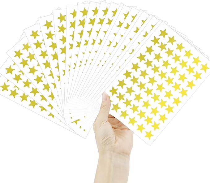 1620 PCS Small Gold Star Stickers - 30 Sheets Foil Metallic Stickers for Kids Reward, School Planner, Classroom Teacher Supplies, DIY, Home