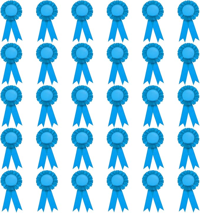 PATIKIL Blank Award Ribbon, 30 Pcs Prize Ribbon Award Medal Winner Ribbon Recognition Participation Ribbon for Competition, Sport Event and Party, Wedding, Lack Blue