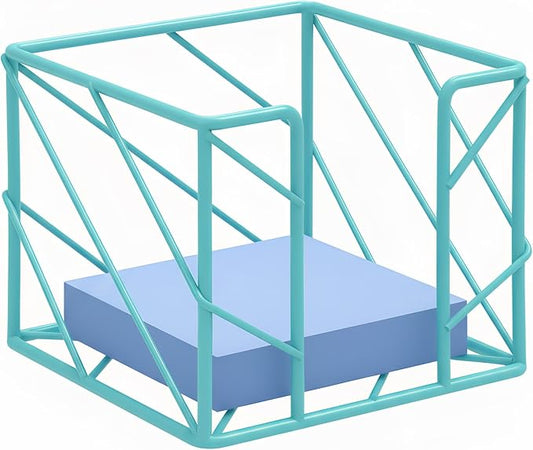 Desktop Organizer - Multi-Functional Sticky Note Holder, Memo Note Cube for Office & Home, School, Desk Supplies (Cyan)