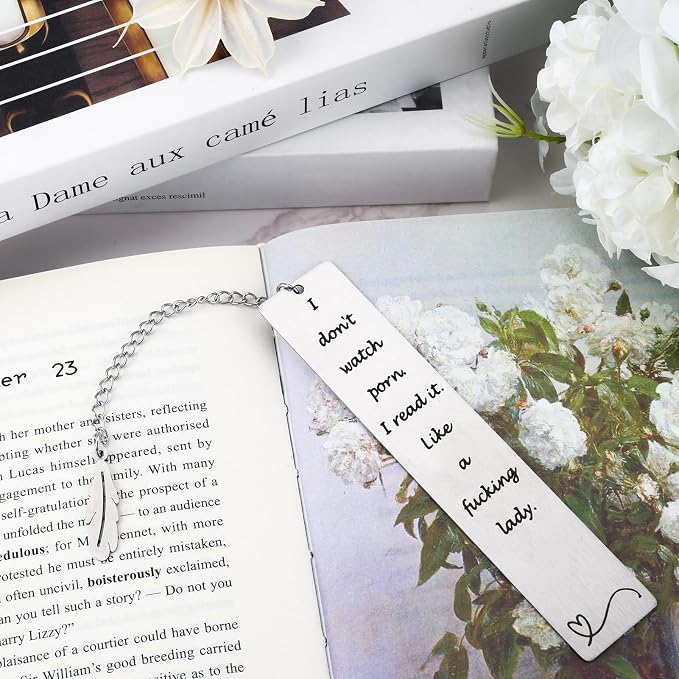 2Pcs Funny Smutty Bookmark Gifts for Men Book Lover Metal Book Mark Stainless Steel Bookmark Inspirational Women Reading Accessories Unique Friend Coworker Teacher Gifts Male Christmas Birthday Gift
