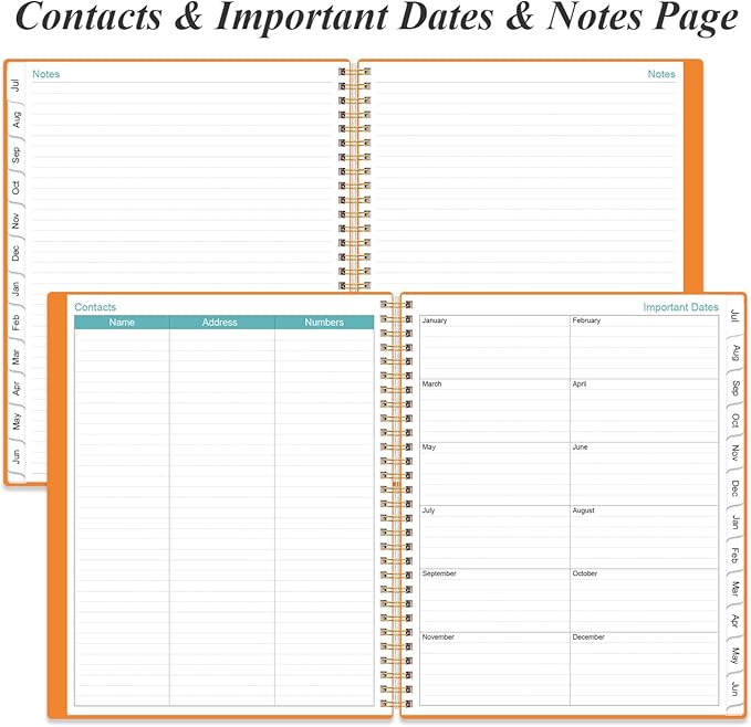 2026-2027 Planner - Planner 2026-2027 from July 2026 to June 2027 with 12 Monthly Tabs, Flexible Cover, Inner Pocket, 8.5" x 11", Orange-C