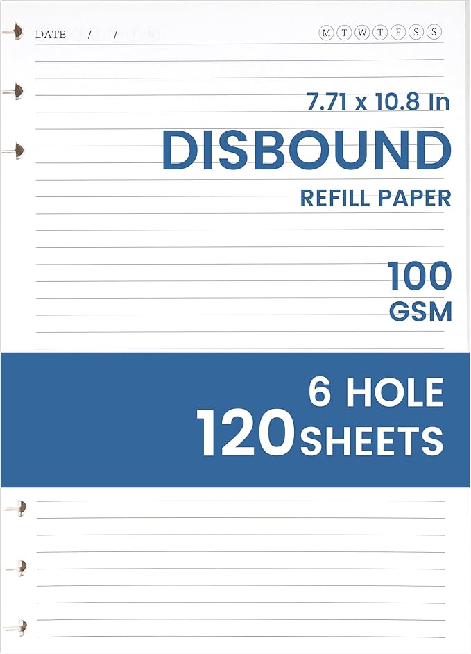 Yoment Discbound Lined Refills for 8.58 x 11 Hardcover Notebook, Spiral Journal Notebook for Office Work Meeting Planner, for School Students Class Notes, Large