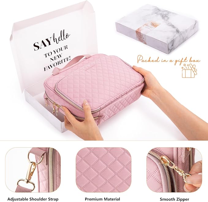 IMAGINING Large Bible Case with Bible Cover for Women - Bible Carrying Case with Shoulder Strap - Bible Bag Packed in Gift Box - Bible Carrier with Pockets for Bible Study Suppliers - Bible Gift Girls