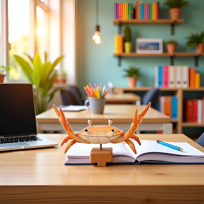 Orange Creative Crab Pen Holder Weightlifting Crabs Pen Stand Storage Rack, Office Desktop Decoration, Pencil Holders Desk Supplies Holders and Dispensers, Desk Accessories and Workspace Organizers