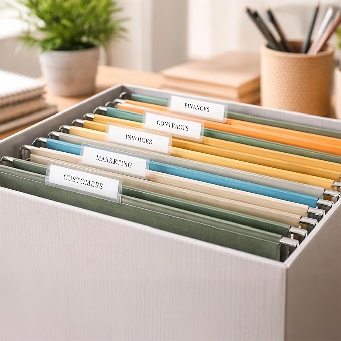 1/3 Cut File Folder Tab Inserts - White Hanging File Folder Printable Tabs for Inkjet & Laser Printers - 36 per Sheet - 10 Sheets / 360 Printable File Folder Labels