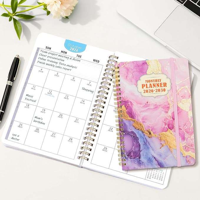 5-Year Monthly Planner 2026-2030, A5 Size, 60-Month Calendar with to-Do List, Spiral Bound Writing Plannner