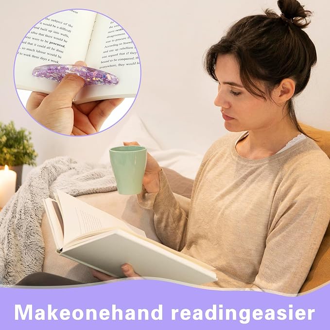 Gjinxi 2Pcs Rhinestones Thumb Book Page Holder, Glitter Diamond Dotting Scalloped Thumb Bookmarks Resin Book Opener Book Accessories for Reading Lovers, Gift for Bookworm, Readers, Students