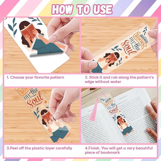 Peacoblue 30pcs UV DTF Bookmarks Transfer Stickers Wraps Reading and Book Lovers for Women Men Reading, Waterproof Bookmarkers Decal(No Blank Bookmarks) for Acrylic Plastic Metal Blank Bookmark