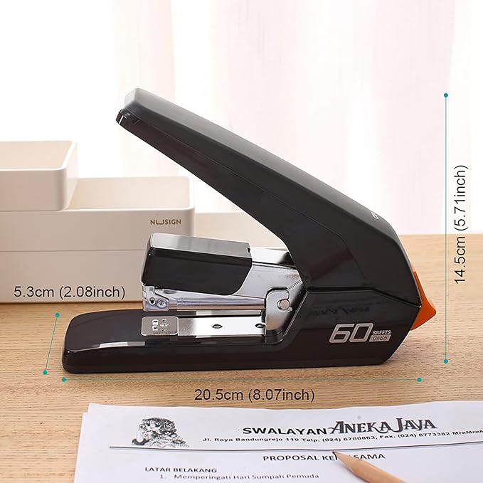 Heavy Duty Staplers Office, Effortless Ergonomic Design Stapler, 60 Sheet Capacity(Deli0465)