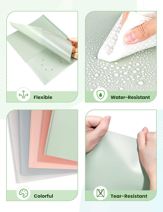 SUNEE Pocket Folders with Prongs(5 Pack, Vintage Colors) Recycled Plastic Folders with Pockets and Prongs Fit Letter Size, Poly Folders with Pockets for School Office Home