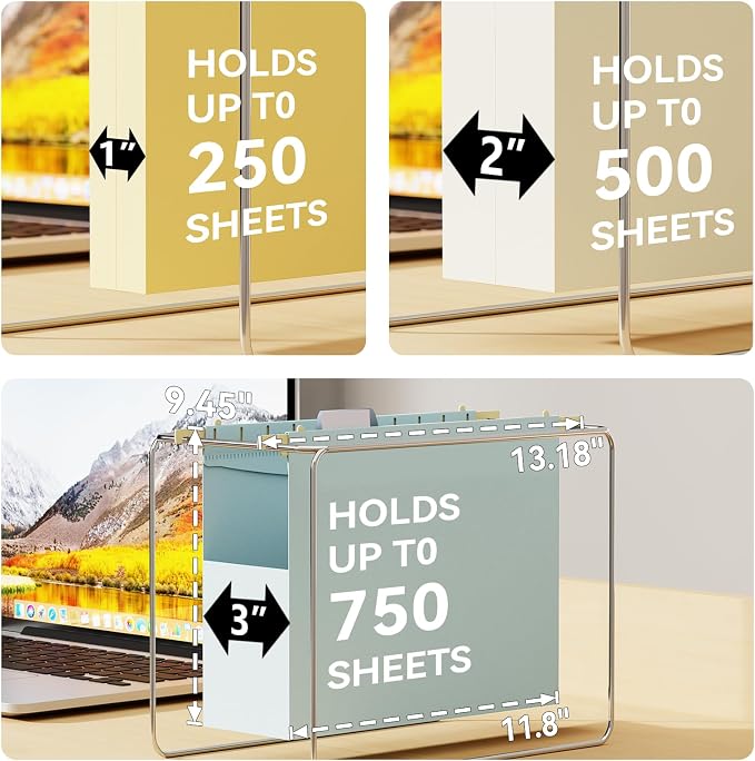 Ansook Plastic Hanging File Folders, 12 Pack Letter Size Hanging Folders with Heavy Duty 1 2 3 Inch Expansion, Expandable Hanging File Folder Organizers for Filling Cabniet - Insertable 1/5-Cut Tabs