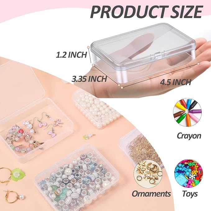 24 Pack Plastic Crayon Boxes with Lids, Clear Stackable Storage Containers for Crayons Bulk, Classroom Organizer, Art Supplies & Small Items