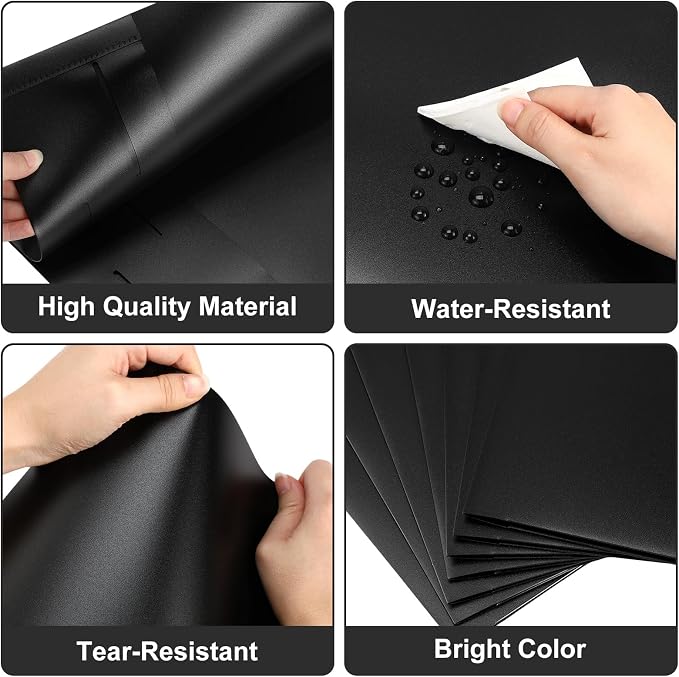 Fulmoon 48 Pack Plastic Folders with 2 Pockets Bulk 11 x 9 Inch Heavy Duty File Pocket Folders and 4 Card Slots Fit Letter Size Paper Cards for Back to School Office Home Supply(Black)
