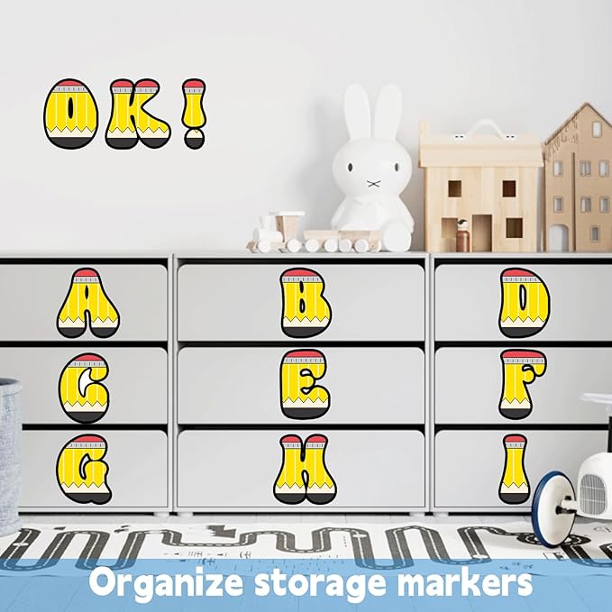 150 PCS Large 6" Bulletin Board Letters Set, Pencil Themed Classroom Alphabet Cutout Letter for Bulletin Board Display Home School, A Great Helper to Inspire Students' Learning Interest