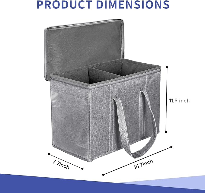 2 Pack Fabric Comic Book Storage Box, Sturdy Comic Book Holder with Adjustable Divider, Collapsible Book Organizer Holds 160-180 Comic Book Heavy Duty Bin Container, Gray