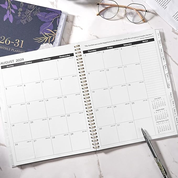 Monthly Planner 2026-2031 - 5 Year Planner/Calendar 2026-2031, 11" x 9", 2026 Calendar Planner, Jul 2026 - Jun 2031, Tabs, Back Pocket, Holidays, Twin-Wire Binding