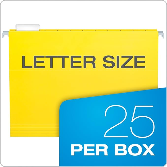 Pendaflex 81606EE Recycled Hanging Folders, Letter Size, Yellow, 1/5 Cut, 25/BX (81606) (Pack of 10)