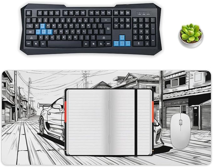 Large Mouse Pad JDM Car Sup Drifting Desk Mat Computer Accessories Gaming Office Organizers Supplies Decor Essentials Keyboard Pads for Desk Rubber 40x90cm