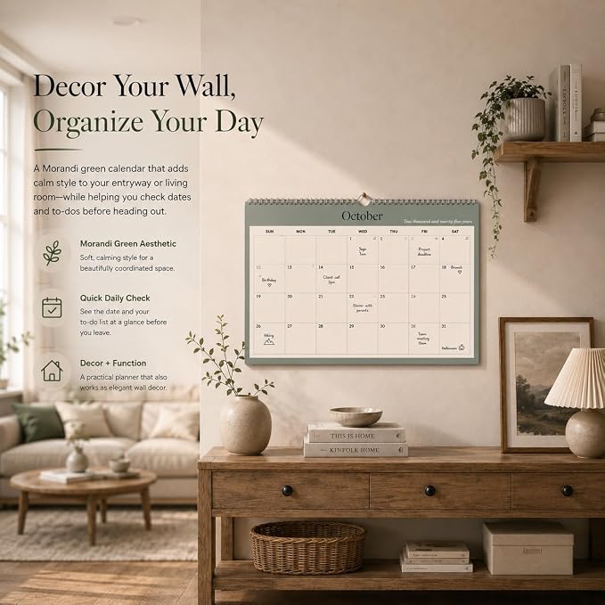 meDolove Spiral Hanging 18-Month Wall Calendar 2026-2027,14" x 11" | 12 Morandi Neutral Color Pages,July 2026-Jun 2027,No-Bleed Paper,for Women, Working Moms, Office