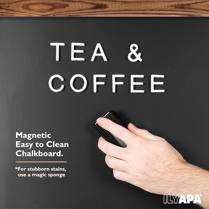 Ilyapa Large Chalkboard Sign - Free Standing Magnetic Sidewalk Sign - Outdoor Menu for Restaurant, Food Truck, Party, or Wedding - 30x20 Inch - Brown
