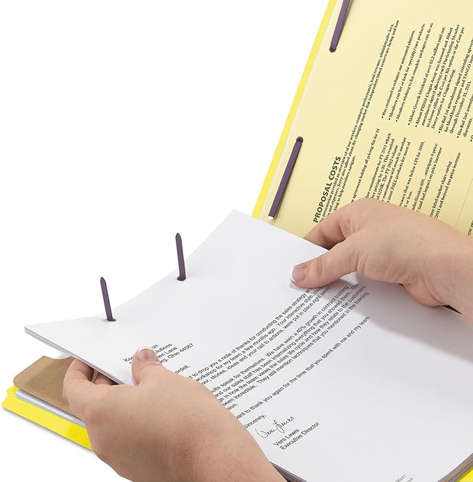 Smead Pressboard Classification File Folder with SafeSHIELD Fasteners, 1 Divider, 2" Expansion, Letter Size, Yellow, 10 per Box (13734)