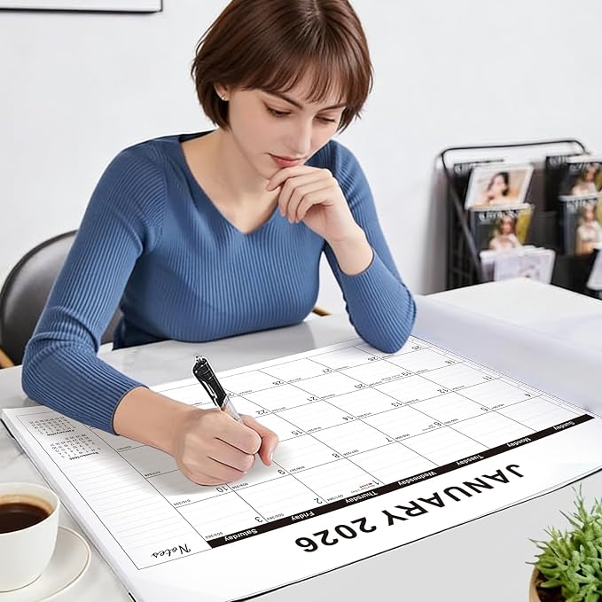 Desk calendar 2026-2027 22x17 paper – Desk Top Calendar 2026 with plastic cover