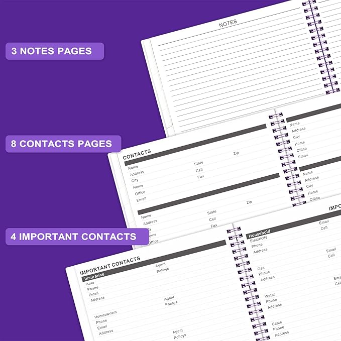 2026-2029 Monthly Planner/Calendar - JUL 2026 - JUN 2029, 3 Year Months Planner 2026-2029, 9'' x 11'', 2-Side Pocket, 36 Monthly Tabs, Purple